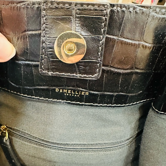 NWOT - Demellier London New York Tote in Black Crocodile-Embossed Leather - Picture 5 of 16